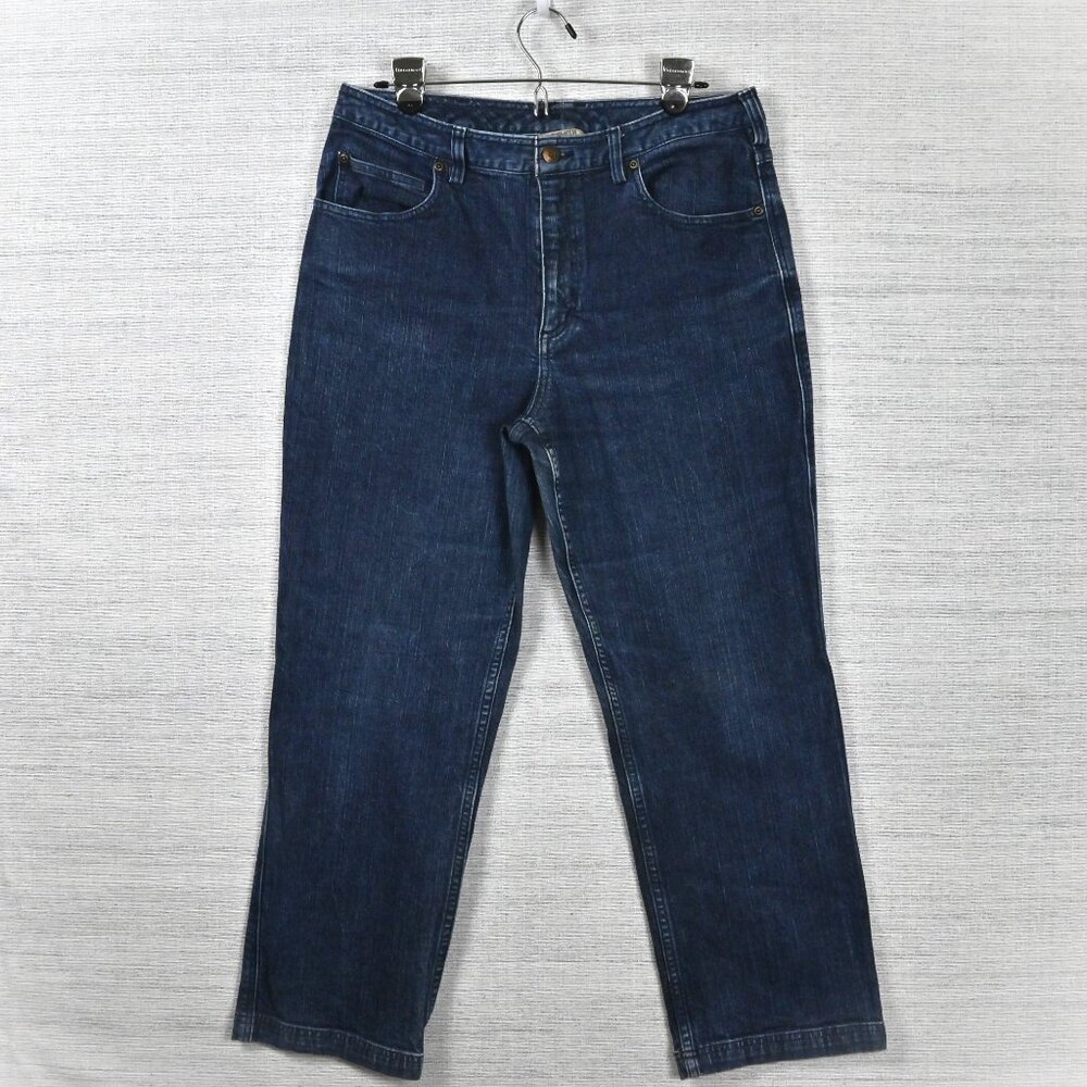 Duluth Trading Co Y2K Dark Wash Classic Retro Cotton Spandex Blue Jeans 12x29